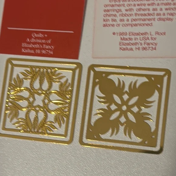 Hawaiian Gold Bookmark, Ornament or Earrings - Picture 3 of 4